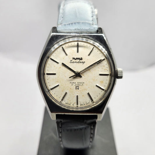 Vintage Original HMT Sandeep Hand Winding 17 Jewels Off White Face Men's Wrist Watch HM14