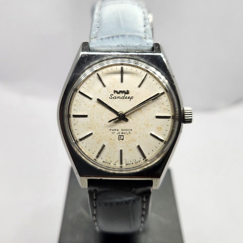 Vintage Original HMT Sandeep Hand Winding 17 Jewels Off White Face Men's Wrist Watch HM14