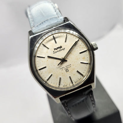Vintage Original HMT Sandeep Hand Winding 17 Jewels Off White Face Men's Wrist Watch HM14