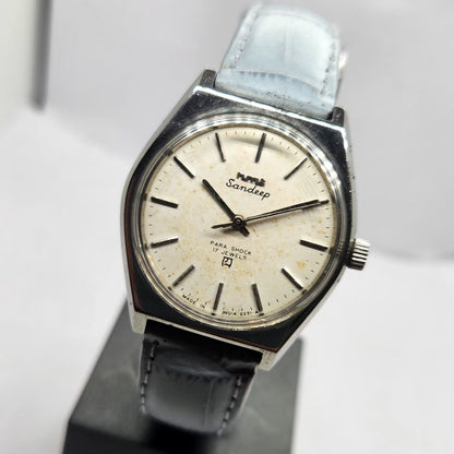Vintage Original HMT Sandeep Hand Winding 17 Jewels Off White Face Men's Wrist Watch HM14