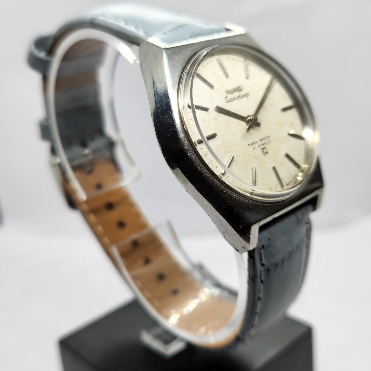 Vintage Original HMT Sandeep Hand Winding 17 Jewels Off White Face Men's Wrist Watch HM14