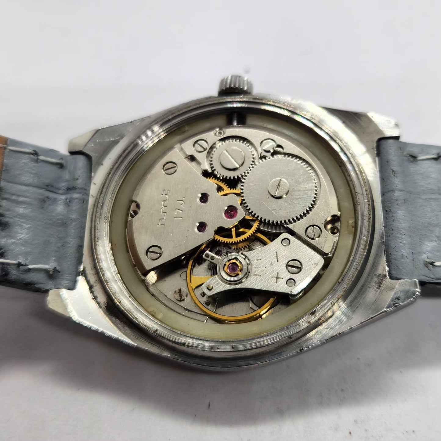 Vintage Original HMT Sandeep Hand Winding 17 Jewels Off White Face Men's Wrist Watch HM14