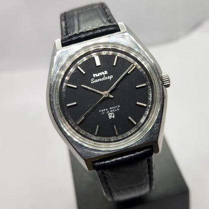 Vintage Original HMT Sandeep Hand Winding 17 Jewels Black Face Men's Wrist Watch HM16