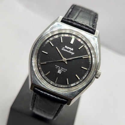 Vintage Original HMT Sandeep Hand Winding 17 Jewels Black Face Men's Wrist Watch HM16