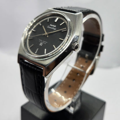 Vintage Original HMT Sandeep Hand Winding 17 Jewels Black Face Men's Wrist Watch HM16
