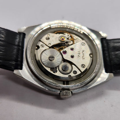 Vintage Original HMT Sandeep Hand Winding 17 Jewels Black Face Men's Wrist Watch HM16