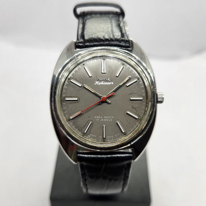 Vintage Original HMT Kohinoor Hand Winding 17 Jewels Grey Face Men's Wrist Watch HM17