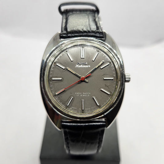 Vintage Original HMT Kohinoor Hand Winding 17 Jewels Grey Face Men's Wrist Watch HM17