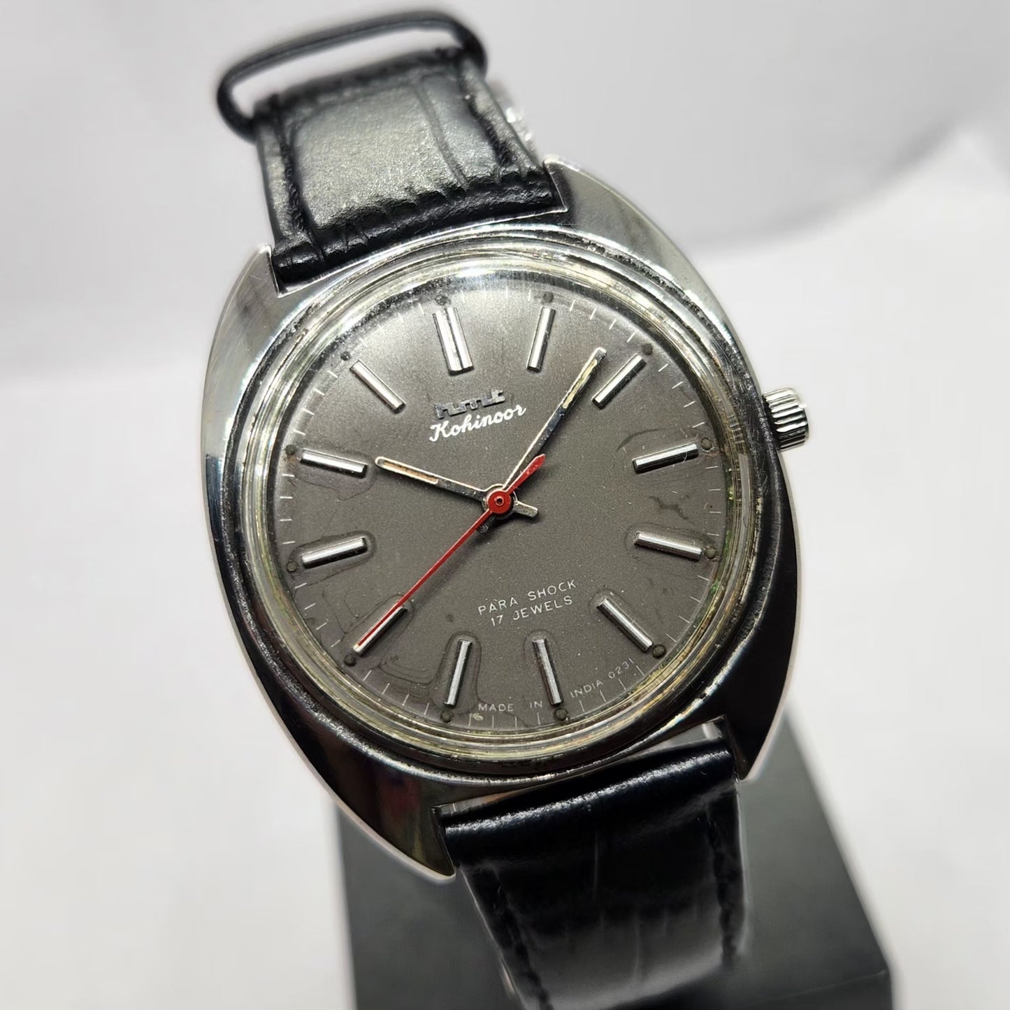 Vintage Original HMT Kohinoor Hand Winding 17 Jewels Grey Face Men's Wrist Watch HM17