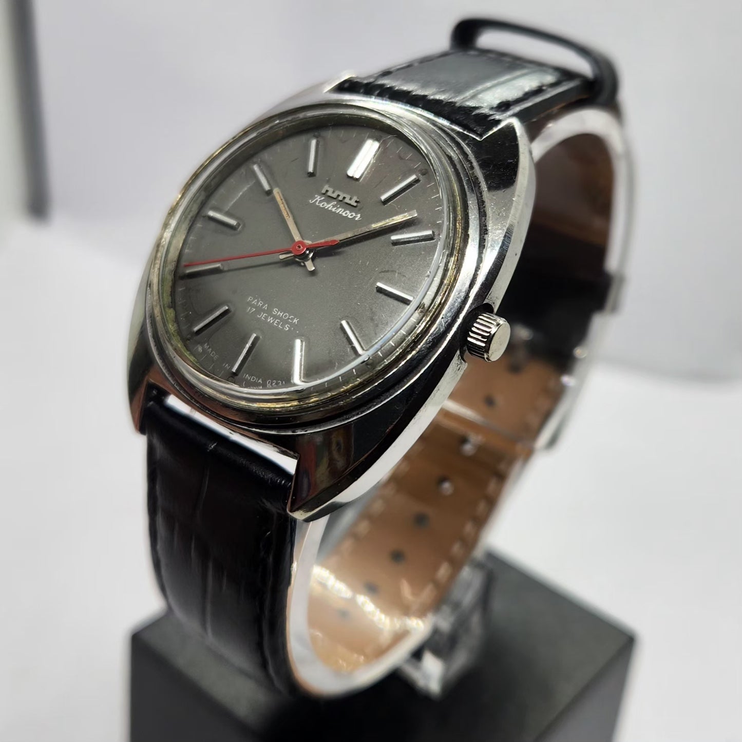 Vintage Original HMT Kohinoor Hand Winding 17 Jewels Grey Face Men's Wrist Watch HM17