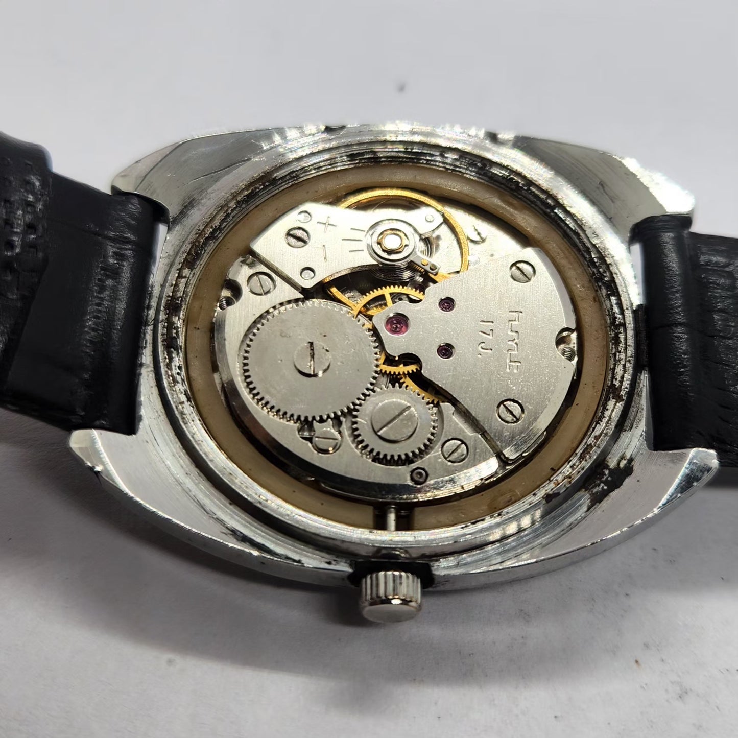 Vintage Original HMT Kohinoor Hand Winding 17 Jewels Grey Face Men's Wrist Watch HM17