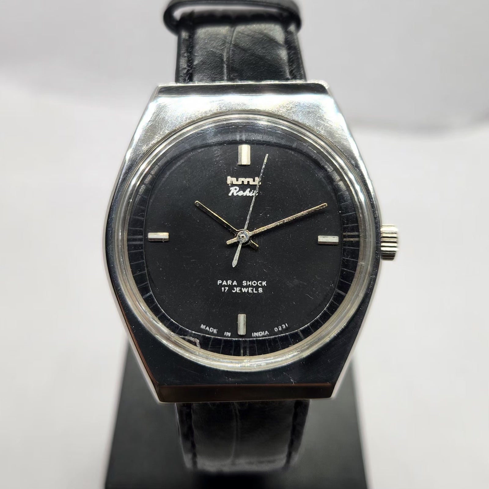 Vintage Original HMT Rohit Hand Winding 17 Jewels Black Face Men's Wrist Watch HM18