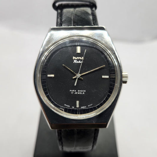 Vintage Original HMT Rohit Hand Winding 17 Jewels Black Face Men's Wrist Watch HM18