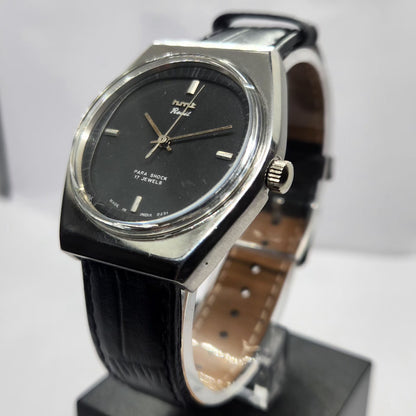 Vintage Original HMT Rohit Hand Winding 17 Jewels Black Face Men's Wrist Watch HM18