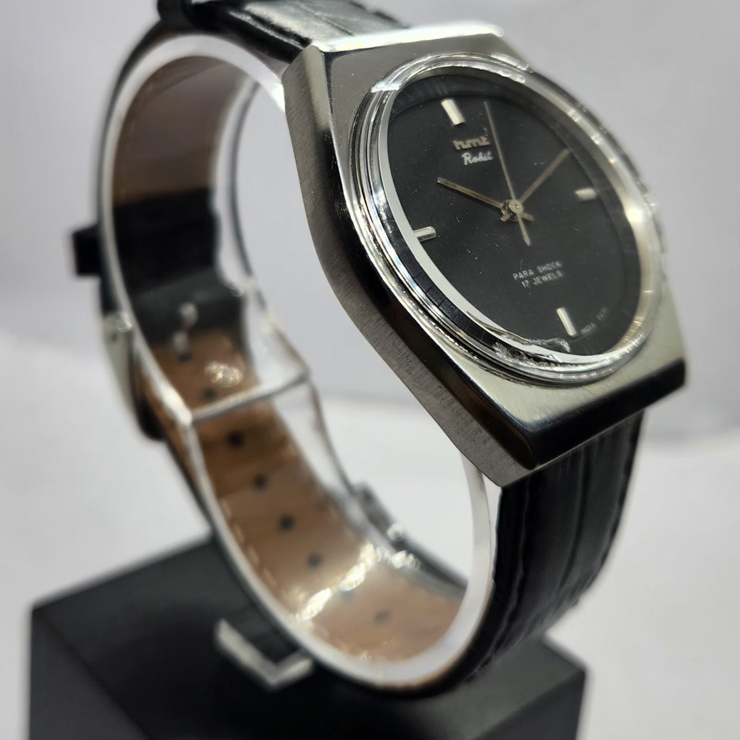 Vintage Original HMT Rohit Hand Winding 17 Jewels Black Face Men's Wrist Watch HM18