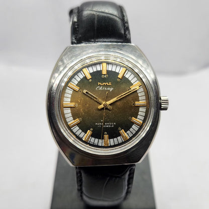 Vintage Original HMT Chirag Hand Winding 17 Jewels Brown Face Men's Wrist Watch HM19