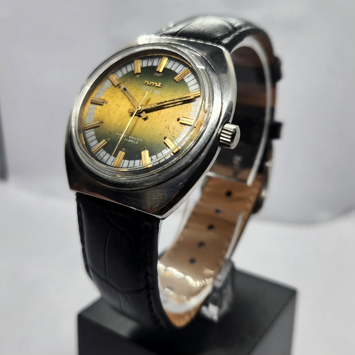 Vintage Original HMT Chirag Hand Winding 17 Jewels Brown Face Men's Wrist Watch HM19