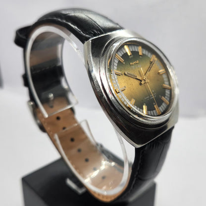 Vintage Original HMT Chirag Hand Winding 17 Jewels Brown Face Men's Wrist Watch HM19