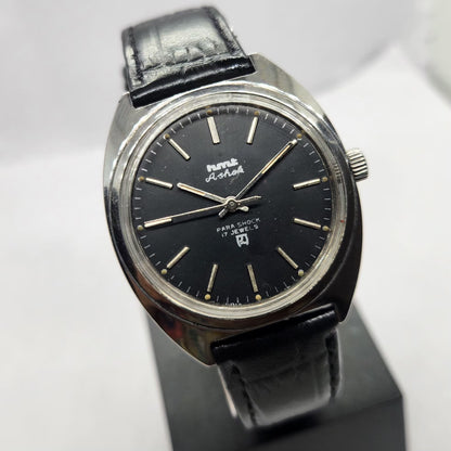 Vintage Original HMT Ashok Hand Winding 17 Jewels Black Face Men's Wrist Watch HM20