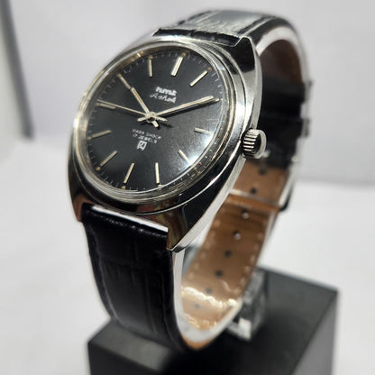 Vintage Original HMT Ashok Hand Winding 17 Jewels Black Face Men's Wrist Watch HM20
