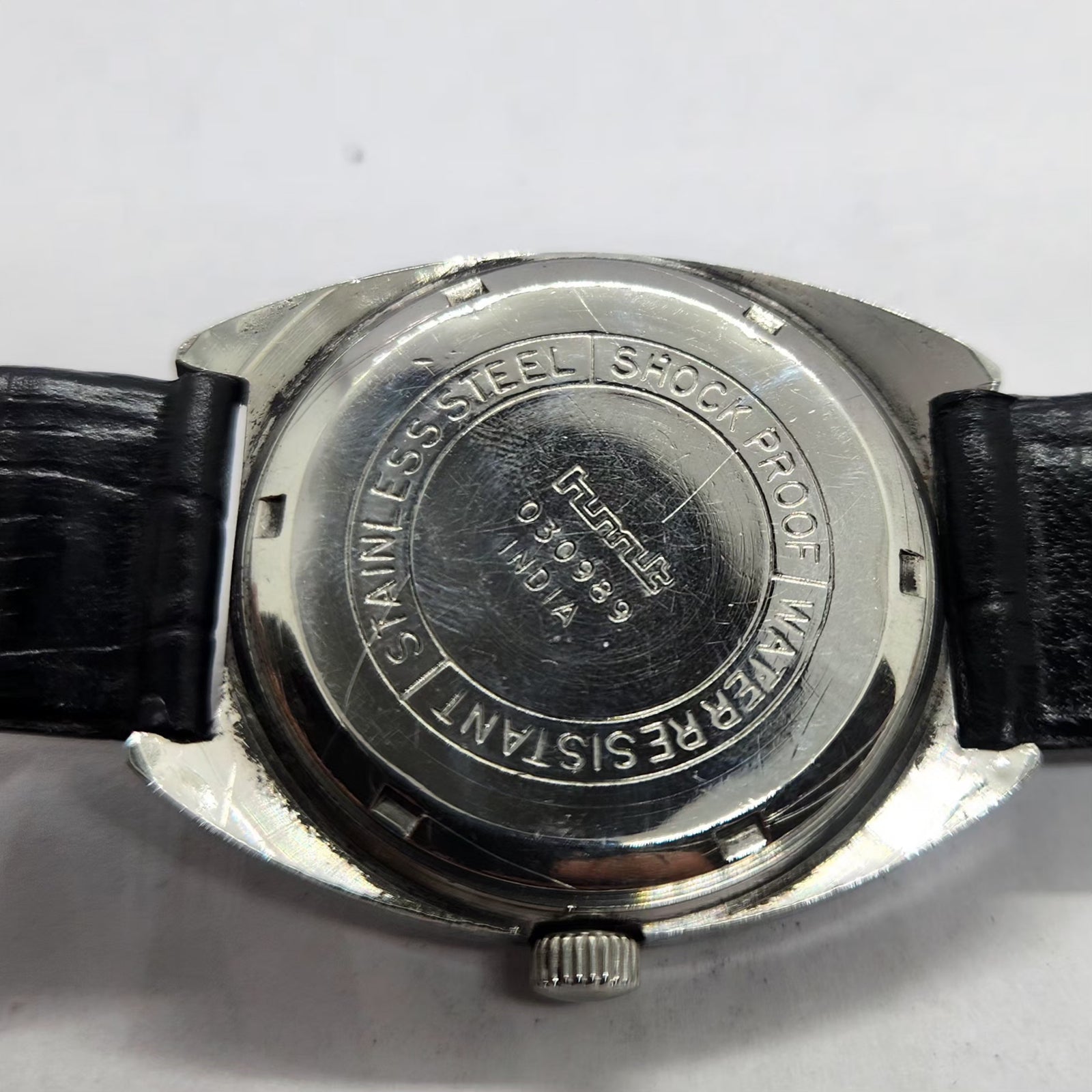 Vintage Original HMT Ashok Hand Winding 17 Jewels Black Face Men's Wrist Watch HM20