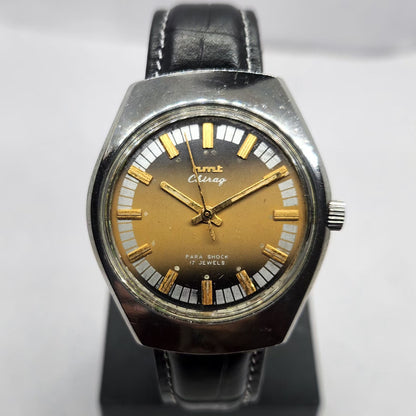 Vintage Original HMT Chirag Hand Winding 17 Jewels Brown Face Men's Wrist Watch HM21