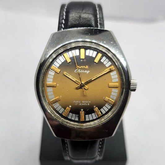 Vintage Original HMT Chirag Hand Winding 17 Jewels Brown Face Men's Wrist Watch HM21