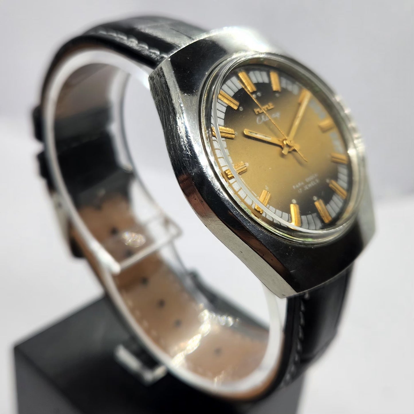 Vintage Original HMT Chirag Hand Winding 17 Jewels Brown Face Men's Wrist Watch HM21