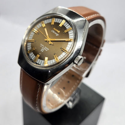 Vintage Original HMT Chirag Hand Winding 17 Jewels Brown Face Men's Wrist Watch HM22