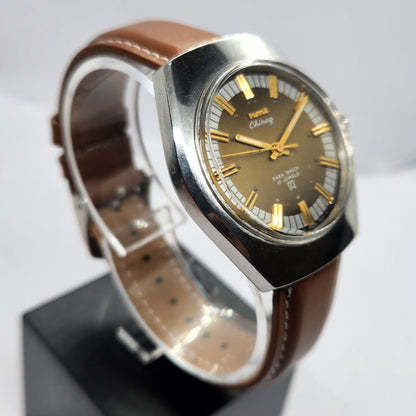 Vintage Original HMT Chirag Hand Winding 17 Jewels Brown Face Men's Wrist Watch HM22