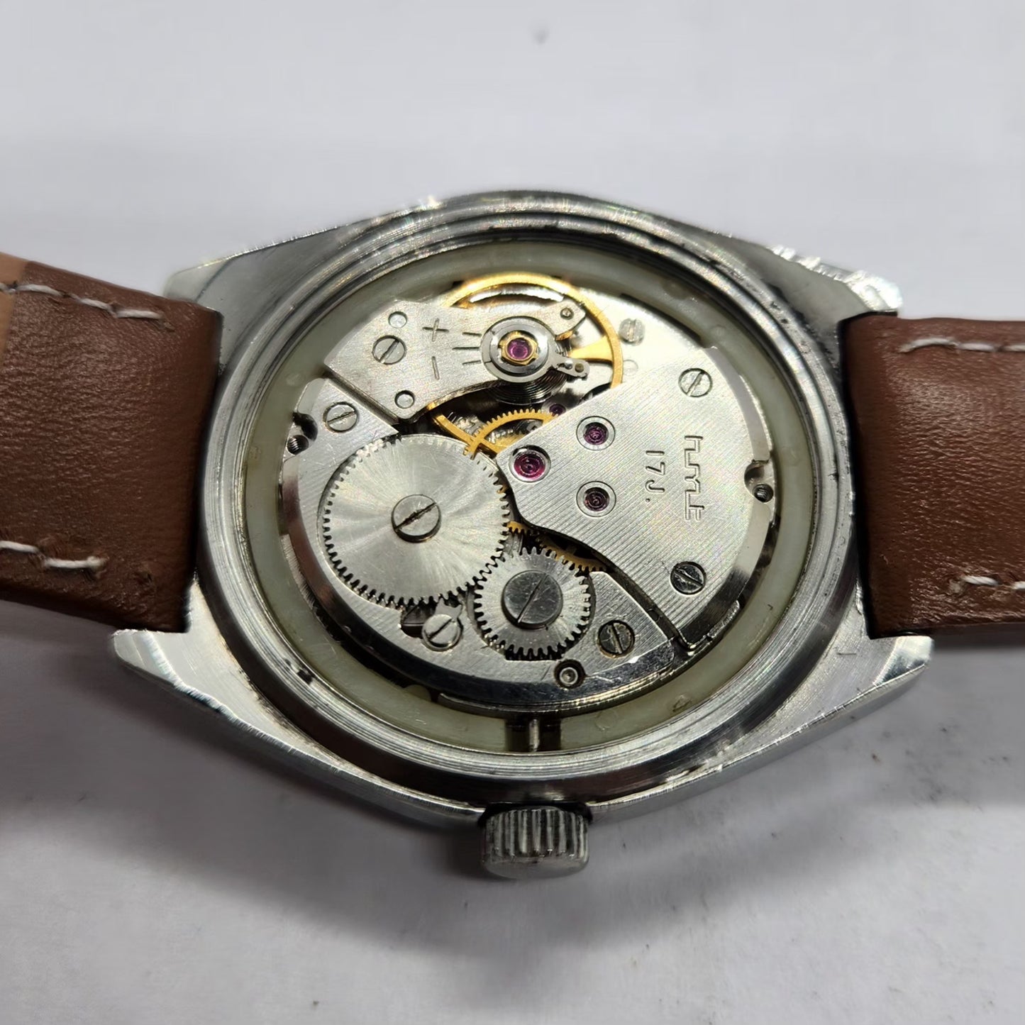 Vintage Original HMT Chirag Hand Winding 17 Jewels Brown Face Men's Wrist Watch HM22