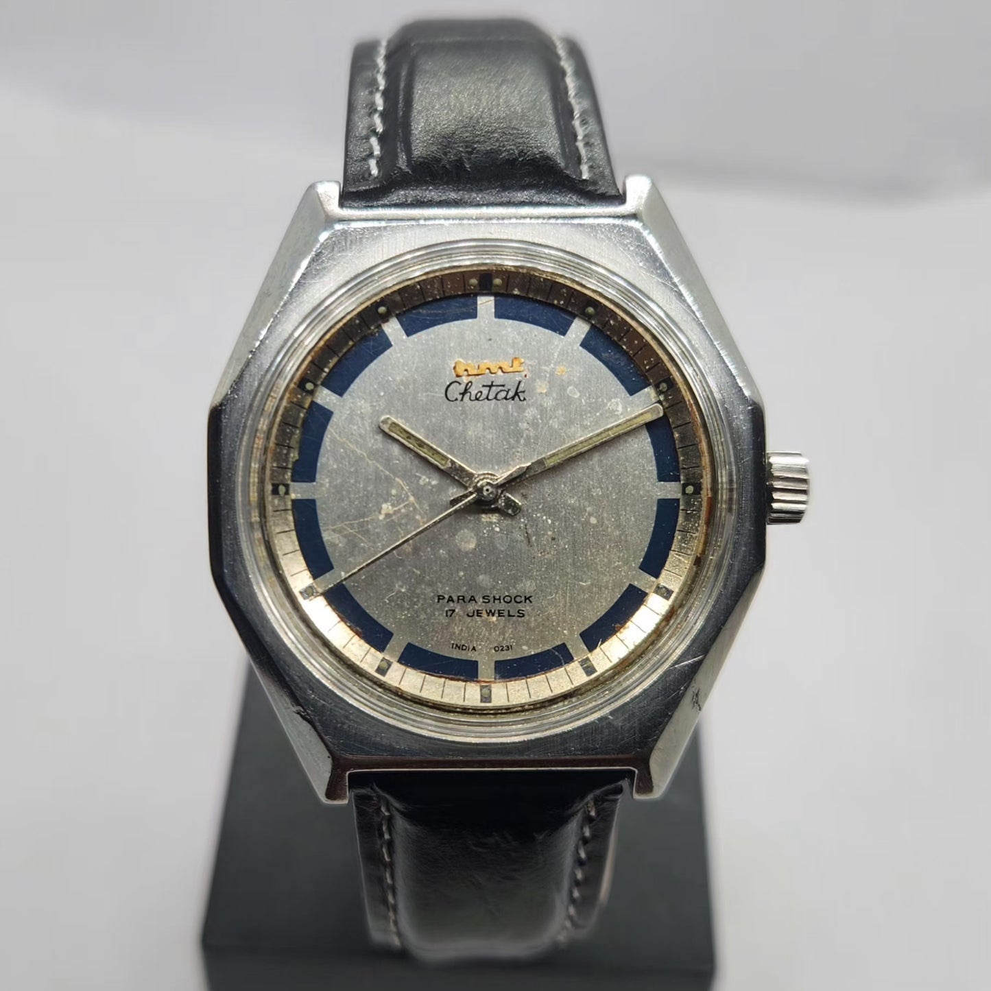 Vintage Original HMT Chetak Hand Winding 17 Jewels Silver Face Men's Wrist Watch HM23