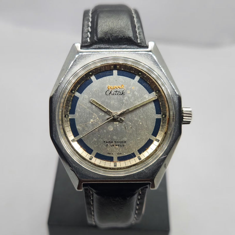 Vintage Original HMT Chetak Hand Winding 17 Jewels Silver Face Men's Wrist Watch HM23