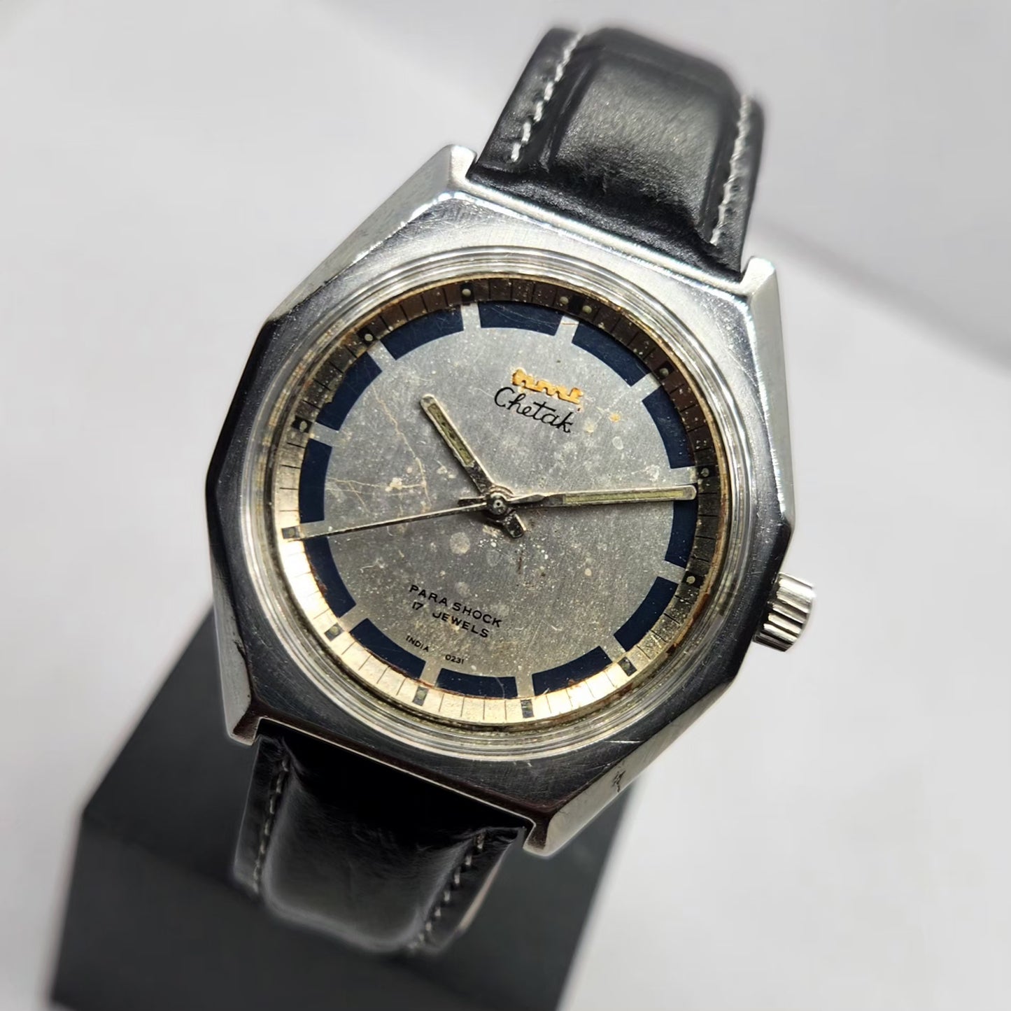 Vintage Original HMT Chetak Hand Winding 17 Jewels Silver Face Men's Wrist Watch HM23