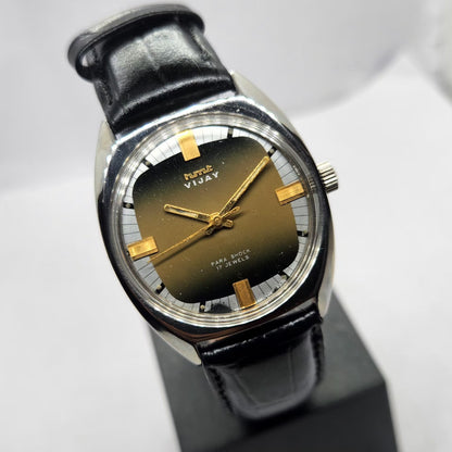 Vintage Original HMT Vijay Hand Winding 17 Jewels Brown Face Men's Wrist Watch HM24