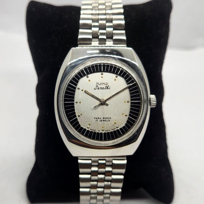 Vintage Original HMT Sarathi Hand Winding 17 Jewels Silver Face Men's Wrist Watch HM25