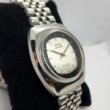 Vintage Original HMT Sarathi Hand Winding 17 Jewels Silver Face Men's Wrist Watch HM25