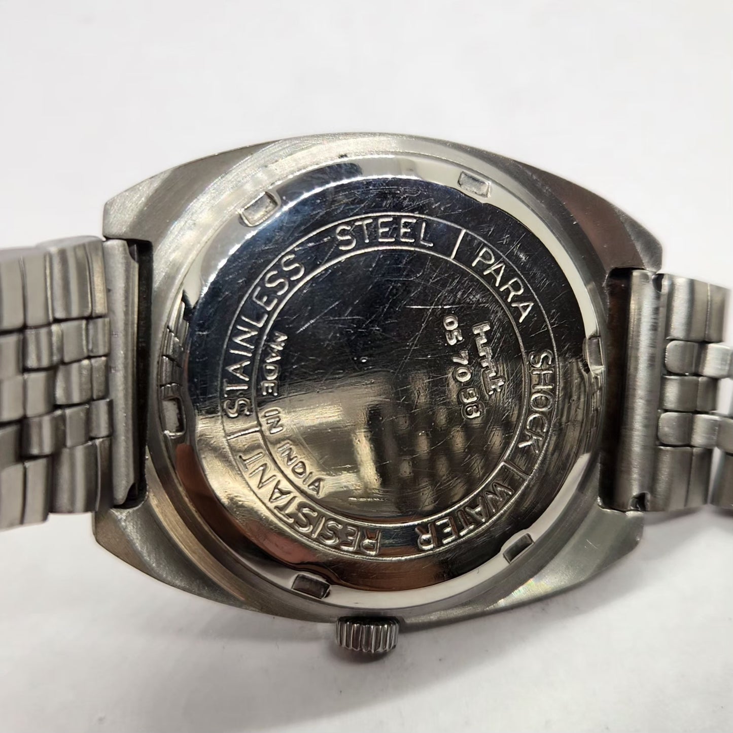 Vintage Original HMT Sarathi Hand Winding 17 Jewels Silver Face Men's Wrist Watch HM25