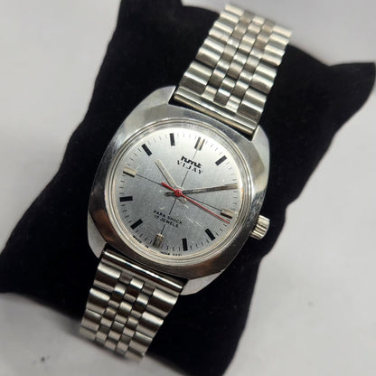 Vintage Original HMT Vijay Hand Winding 17 Jewels Silver Face Men's Wrist Watch HM26