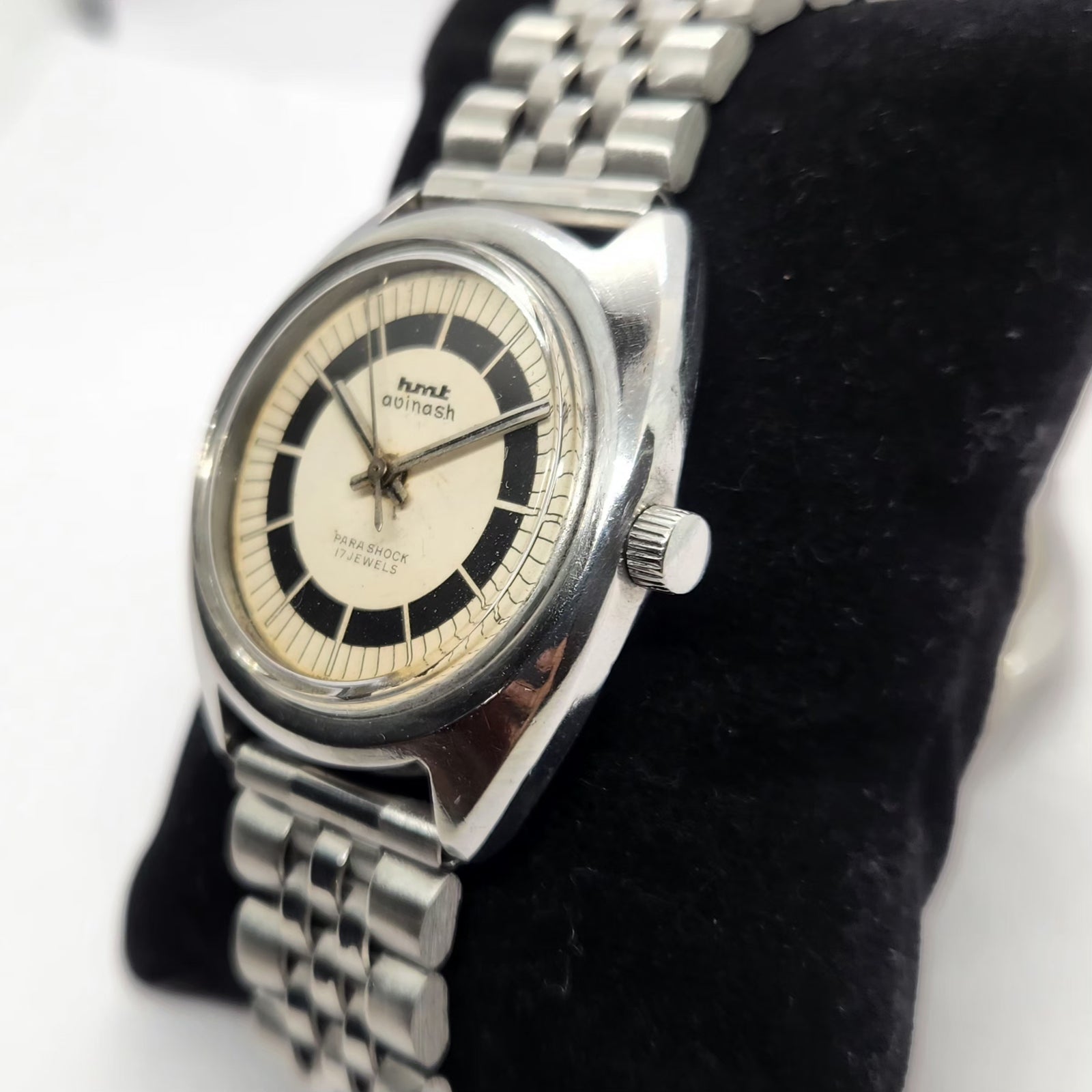 Vintage Original HMT Avinash Hand Winding 17 Jewels Cream Face Men's Wrist Watch HM28