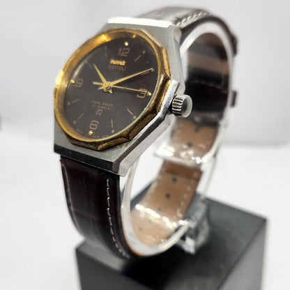 Vintage Original HMT Natraj Hand Winding 17 Jewels Brown Face Men's Wrist Watch HM31