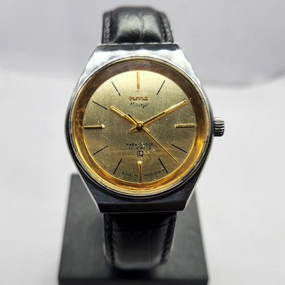 Vintage Original HMT Maurya Hand Winding 17 Jewels Gold Face Men's Wrist Watch HM33