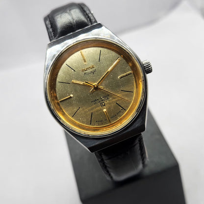 Vintage Original HMT Maurya Hand Winding 17 Jewels Gold Face Men's Wrist Watch HM33