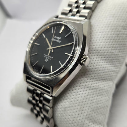Vintage Original HMT Sandeep Hand Winding 17 Jewels Black Face Men's Wrist Watch HM34