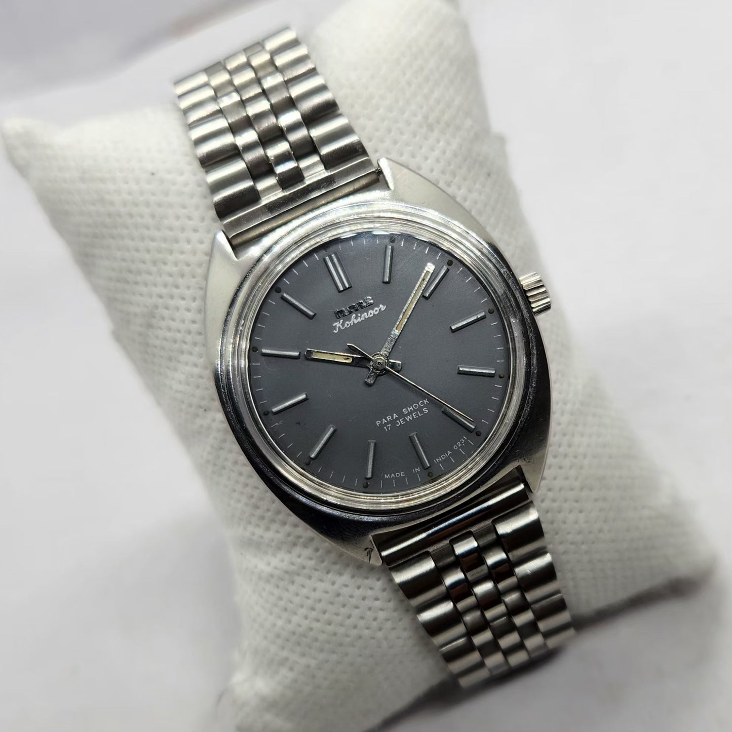 Vintage Original HMT Kohinoor Hand Winding 17 Jewels Grey Face Men's Wrist Watch HM35