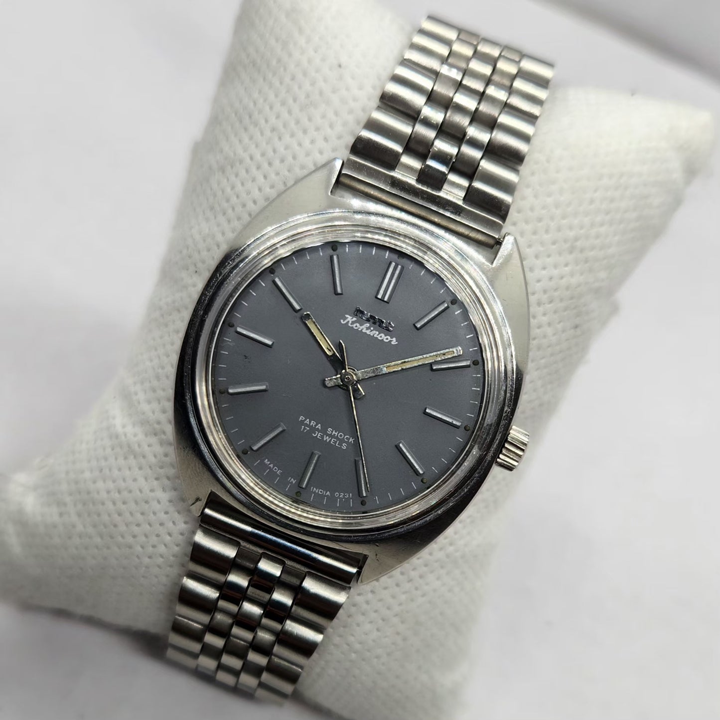 Vintage Original HMT Kohinoor Hand Winding 17 Jewels Grey Face Men's Wrist Watch HM35