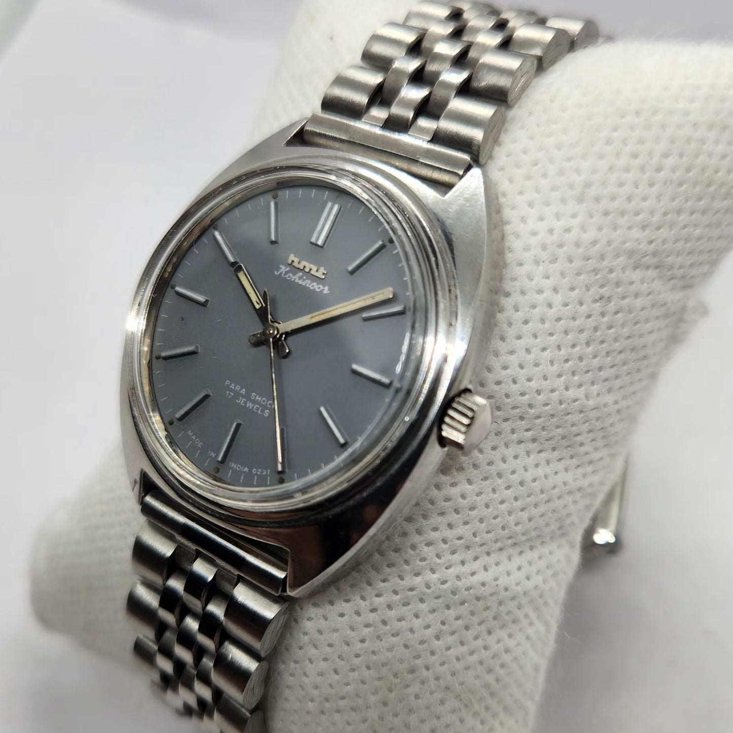 Vintage Original HMT Kohinoor Hand Winding 17 Jewels Grey Face Men's Wrist Watch HM35