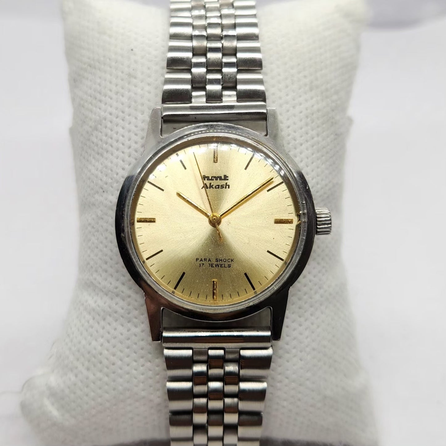 Vintage Original HMT Akash Hand Winding 17 Jewels Gold Face Men's Wrist Watch HM36
