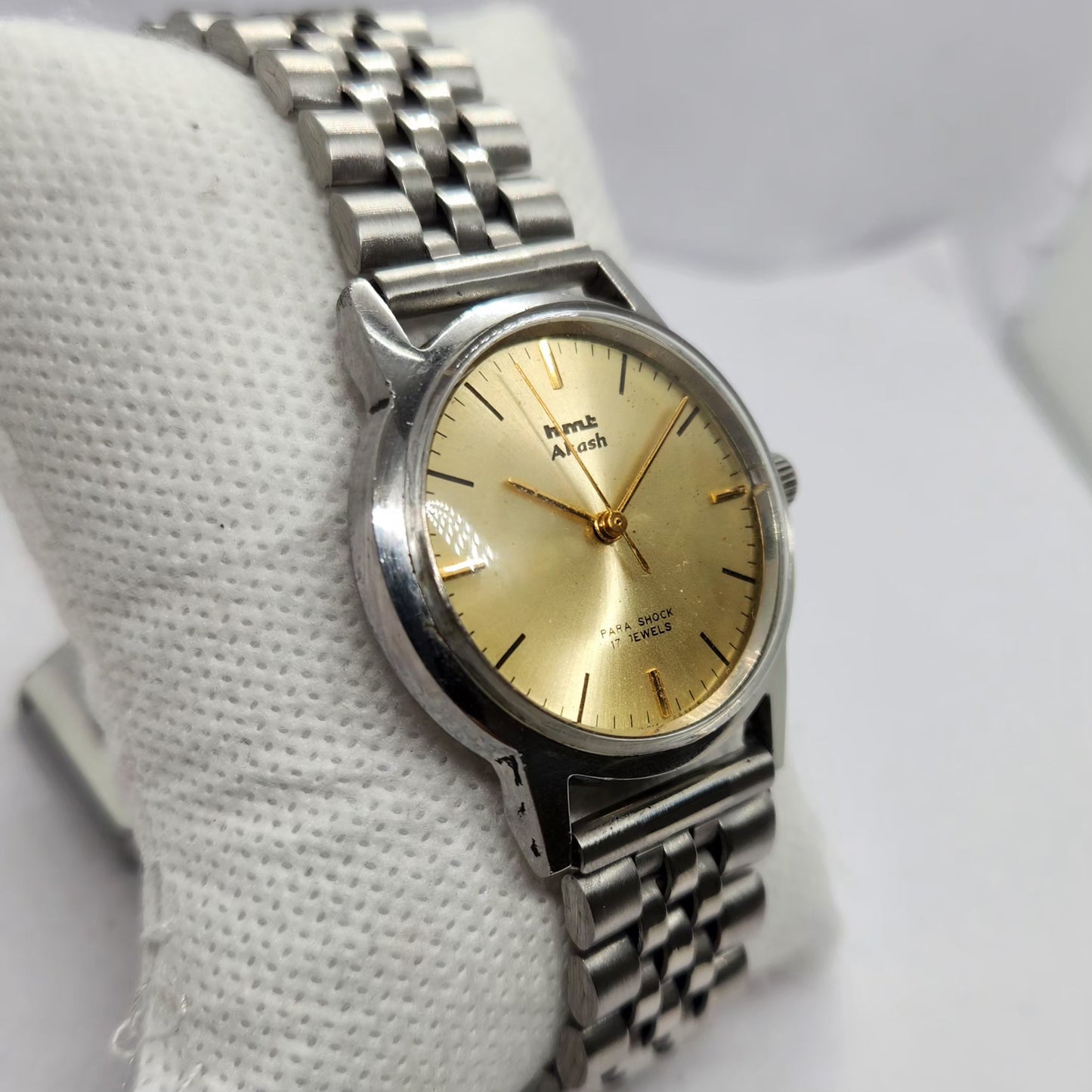 Vintage Original HMT Akash Hand Winding 17 Jewels Gold Face Men's Wrist Watch HM36