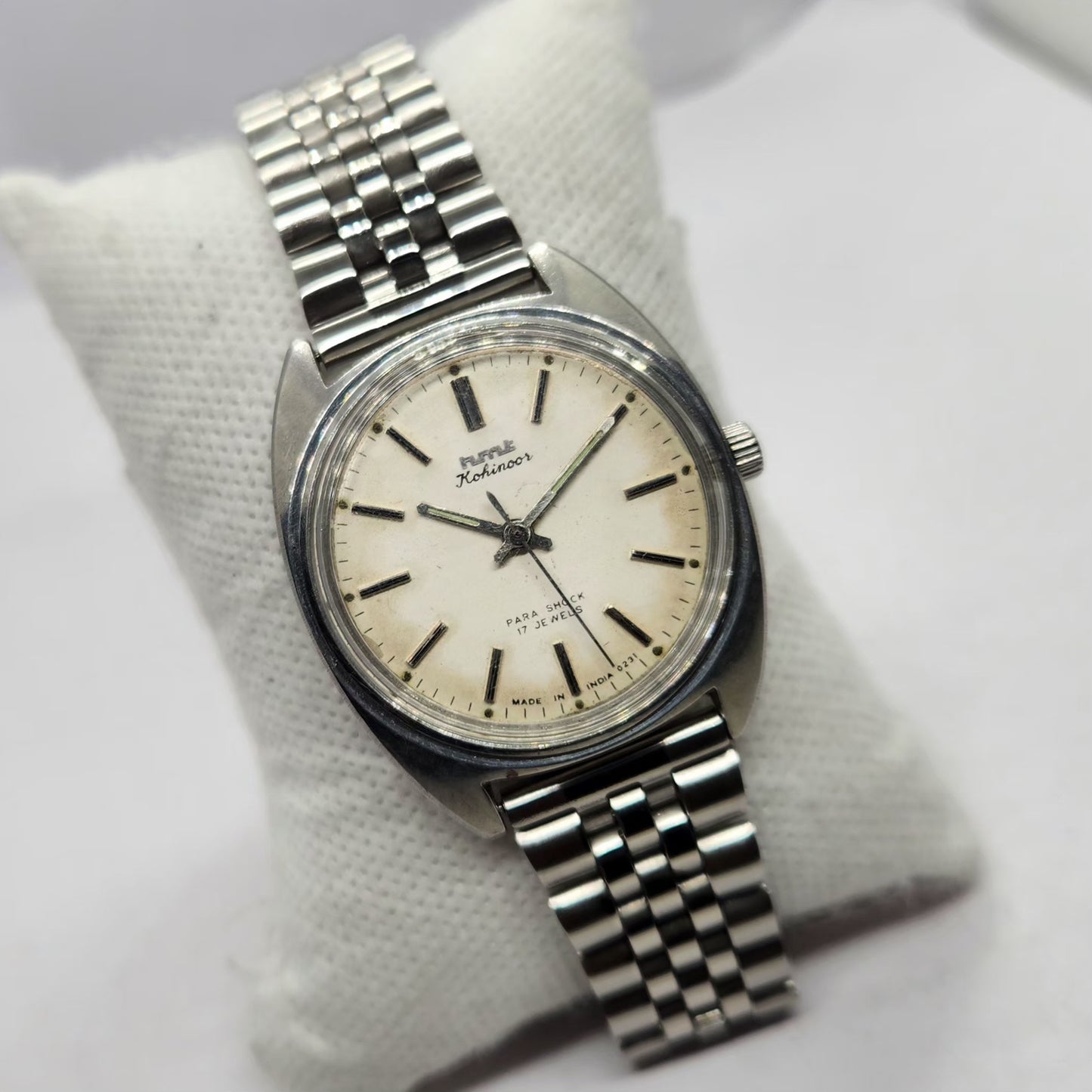 Vintage Original HMT Kohinoor Hand Winding 17 Jewels Off white Face Men's Wrist Watch HM37